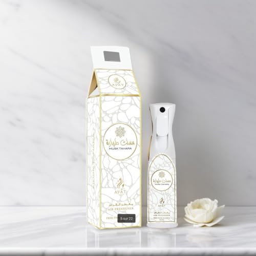 Ayat Perfumes MUSK COTTON Lufterfrischer 320 ml Spray – Raumduft und Zuhause – Lufterfrischer mit orientalischem Duft – beseitigt eingeschlossene Gerüche – ohne Alkohol (MUSK TAHARA)