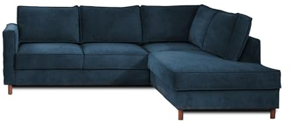 Lisa Design Jake - Ecksofa mit Schlaffunktion - 5-Sitzer - aus Samt - rechts Schieferblau