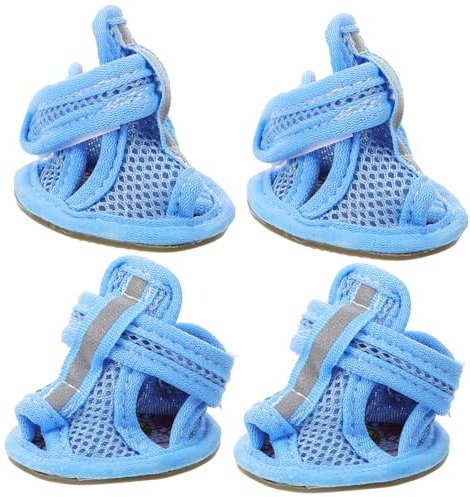 YARNOW 4 Stück Atmungsaktive Mesh-hundeschuhe Für Sommer Flexible Anti-rutsch-Schuhe Für Welpen Leichte Baumwoll-Booties Als Pfotenschutz Für Außenflächen