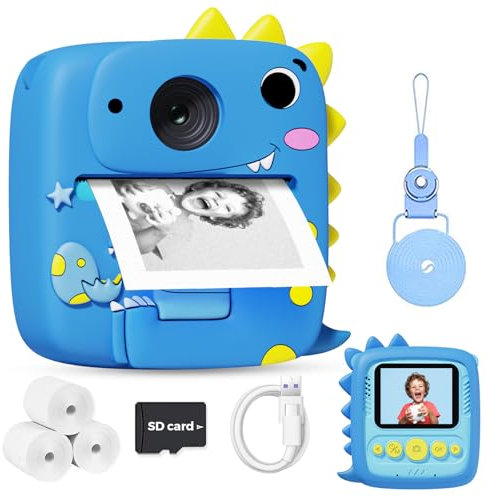 Kids Camera Instant Print for Boys Girls, Christmas Birthday Gifts for 3 4 5 6 7 8 9 Year Old Boys Girls, 1080P Kids Digital Camera Toys for Kids Age 3-9 Blue