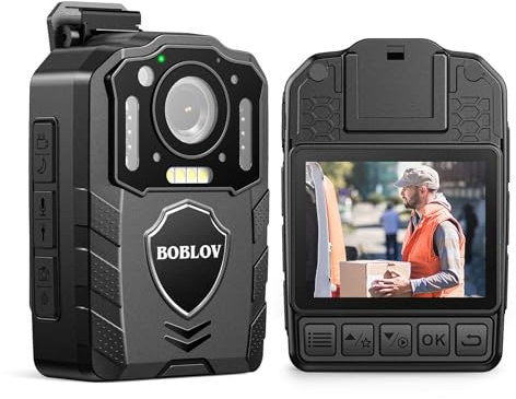 BOBLOV KJ25 Body Camera, Built-in 3000mAh Large Battery for 13 Hours Video Shooting, 1080P Body Cam with Audio, Night Vision, Pre/Post-Recording, for Law Enforcement(NO Card Included)