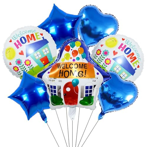 Lot de 7 ballons tridimensionnels en film d'aluminium pour la bienvenue à la maison et les fêtes de Noël