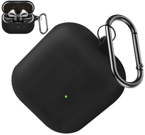 Miimall Protective Case for Samsung Galaxy Buds 3 FE/Buds 3 Pro/Buds 3 Earbuds Cover, [Wireless Charging] [Dust Plug] [Keychain] [LED Visible] Anti-drop Shockproof Galaxy Buds 3 Silicone Case-Black