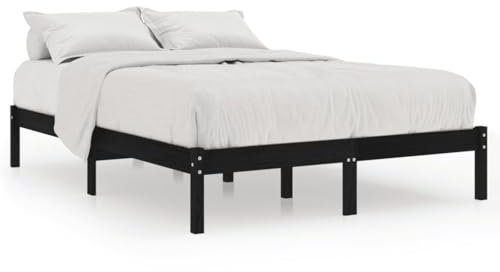prissent Bettgestell Multifunktionales Familienbett Plattformbett Palettenbett Bett Bettgestell Für Schlafzimmer Eleganter Klassischer Stil Schwarz 195,5x145,5x31cm