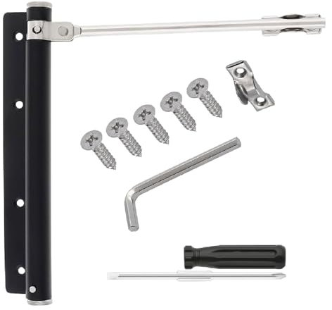 Chiudiporta Automatico,Regolabile Chiudiporta a Molla,Acciaio Inossidabile Molla per Porta Con Viti,Montaggio Chiusura Automatica Tampone Chiuso per Porte Interni ed Esterni Casa E Ufficio (Nero)