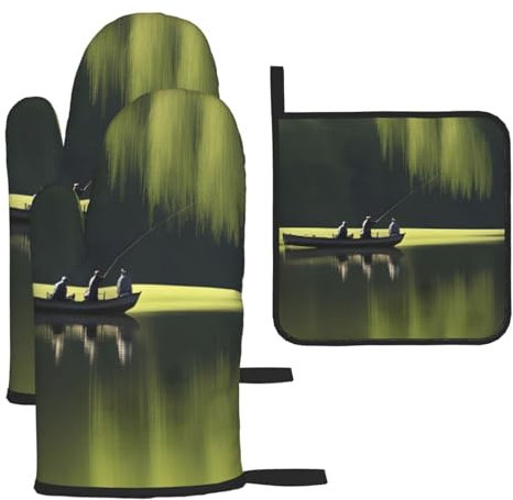 YYHHAOFA Lot de 3 gants de cuisine imperméables et durables pour four et manique anti-brûlure et isolation thermique pour la pêche, le lac, les pêcheurs