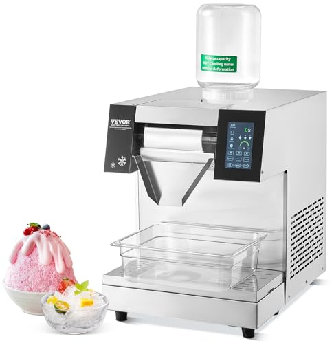 VEVOR Máquina de Hielo en Forma de Copos de Nieve 260 kg/24 h Máquina para Raspar Hielo Acero Inoxidable Sistema de Enfriamiento por Aire para Rápida Disipación del Calor para Panaderías, Cafeterías