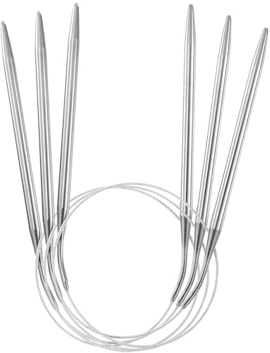 LOZTBUE 3 aiguilles à tricoter circulaires en métal, aiguilles à tricoter circulaires souples en acier inoxydable, aiguilles à tricoter droites souples, aiguilles à tricoter en métal portables