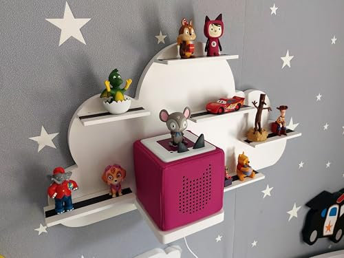 MOLILAND Sammlervitrine Fächer Setzkasten Holz Sammelbox für Audio-Figuren, Regal für Kinderzimmer, Kinderzimmerdekoration, Hängeregal für Zubehör und Spielzeug