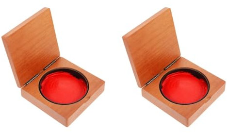 DIYEAH 2er-box Siegelkasten Aus Holz Versiegeln Multifunktionaler Stempelhalter Kalligraphie-tintenpaste Stempelkissen Tintenpastenbehälter Light Brown