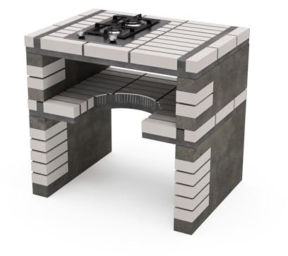 MAESTRO FERRETERO MOVELAR - Modulo cavalletto laterale a gas California Plus XL per barbecue da lavoro prefabbricato (Beige, Grigio - 86,5 x 64 x 64 cm) - Uso esterno