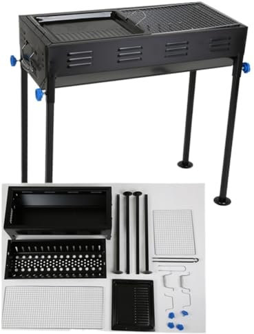 Verdickter BBQ-Grill, Camping-Grill, Holzkohlegrill, tragbarer Grillrost für Zuhause und draußen (D 66,5 x 30,5 x 70 cm)