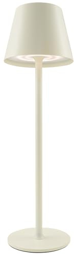 Akku Tischleuchte Vollmetall mit 5000mAh, Led Tischleuchte Kabellos 3 Farbtemperatur, Tischlampe Kabellos Touch Dimmbar, Tischlampe Akku Aufladbar Für Esstisch Schlafzimmer Hotel Makronen Beige