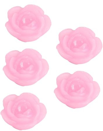 VICASKY 5 Stück Schwimmkerzen Rose Aus Paraffin Schwimmende Blumenkerzen Für Hochzeit Dekoration Romantische Tafelaufsätze Leuchtender Rosaton Stabil Wasseroberfläche