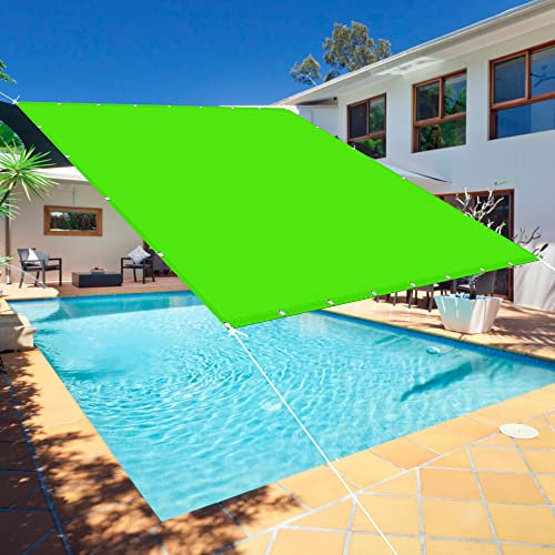 Tenda parasole impermeabile, 5,5 x 6,5 m, blocco UV al 98%, rettangolare, per giardino, protezione solare esterna, tendone verde tenero per terrazza e cortile