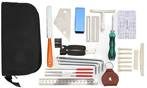 All-in-One-Gitarren-Reparaturwerkzeuge Kit für Streichinstrumente-Akustische und Elektrogitarren, Bass, Banjos, Mandoline, für Gitarrenliebhaber, Edelstahl + ABS-Material