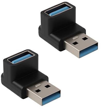 kwinfei 2PCS USB 3.1 90 Degree Adapter, Right Angle USB A Male to Female Extension Coupler, 10Gbps Data Transfer and 3A Charging, USB-A OTG Adapter for Laptop, Keyboard, Hard Drive, Power Bank, PC