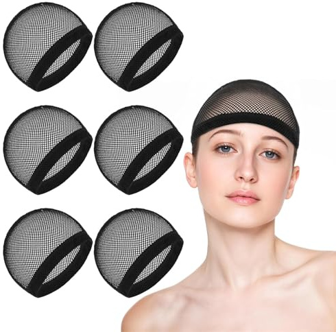6 Stück Haarnetz Wig Cap, Schwarze Perückenkappen, Dehnbare und Atmungsaktive Kappen für Perücken, Ideal für Cosplay, Partys, Alltag, Leicht anzulegen, zum Fixieren der Haare unter Perücken