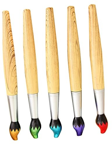 Artibetter 5 Stück Holz Kugelschreiber Ergonomisch Komfortabler Griff Langlebig Glattes Schreiben Büro Schule Alltag Tragbar Multifunktional in Rot Grün Gold