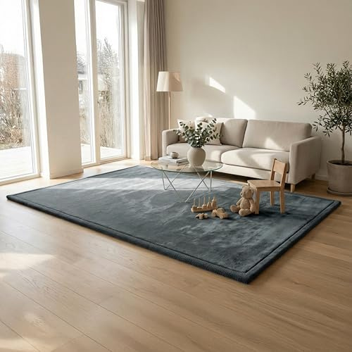 FRIEDO Krabbelmatte Baby I ÖKOTEX zertifiziert I 160x230cm anthrazit I Extra dick und weiche Spielmatte, Spielteppich I Rutschfester, wasserabweisender Teppich für Wohn und Kinderzimmer I Tatami Matte