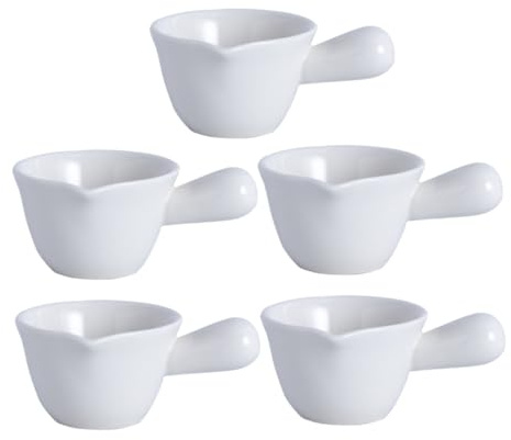 STOBAZA Mini Pot à Lait Céramique Lot de 5 Casseroles Poignée Fondoir à Beurre Cuisine et Maison Facile à Ranger pour Lait Sauce Restaurant Hôtel