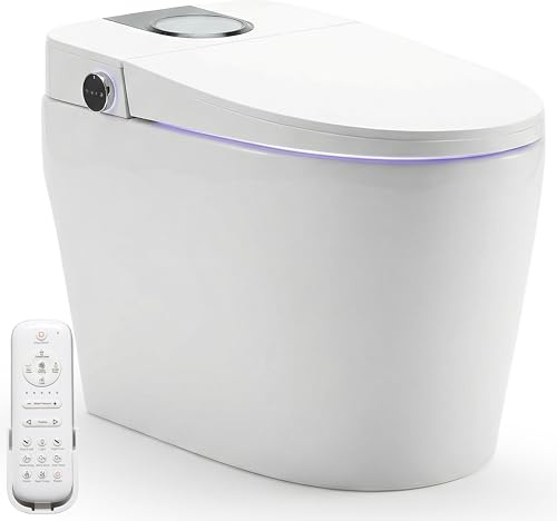LARDECOR - Inodoro Inteligente Estilo Japonés | 680x390x490 mm | WC con Bidet Integrado, Asiento Calefactable, Agua Caliente y Secado, Sensor, Control Remoto y Tapa Automática (Blanco | 2C)