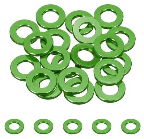 QUARKZMAN 20 Piezas De Arandelas Planas M8 De Aluminio Anodizado Con Agujero De 8mm/0.31 Para Tornillos De Accesorios De Modelos RC/FPV/PC/Drone/Mecánicos (Verde)