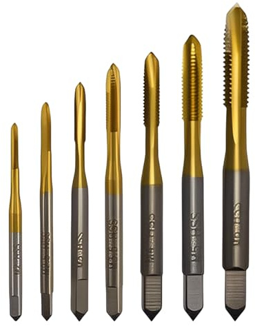 7 Stück Gewindeschneider Bit Set M2 M2.5 M3 M3.5 M4 M5 M6 HSS Titan Gewindebohrer Bit Satz, Maschinengebrauch für Gewinde zu Schneiden