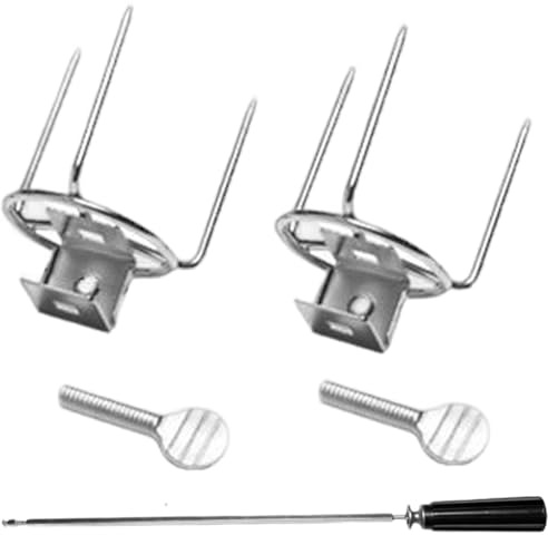 Licsaliwe Rotisserie Spit Set, Stainless Steel Vertical Fork - Barbecue Rotating Rod for Chicken, Kitchen, Outdoor BBQ
