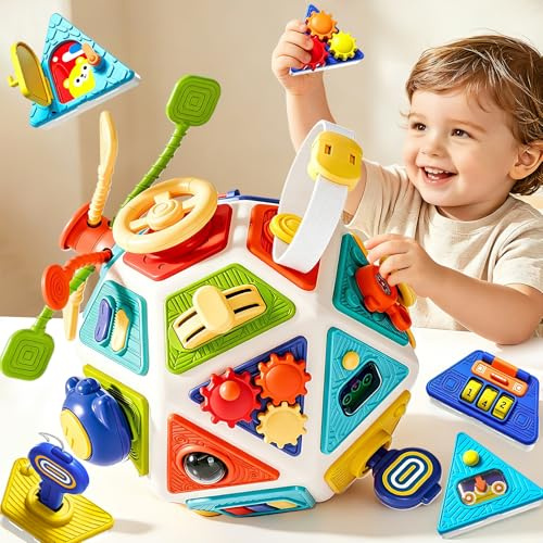 Sitodier Cubo de actividades 22 en 1 para niños pequeños, Busy Board juguete Montessori para niños de 1 año, tablero de actividades, juguete sensorial para niños de 1, 2 y 3 años, juguete educativo de