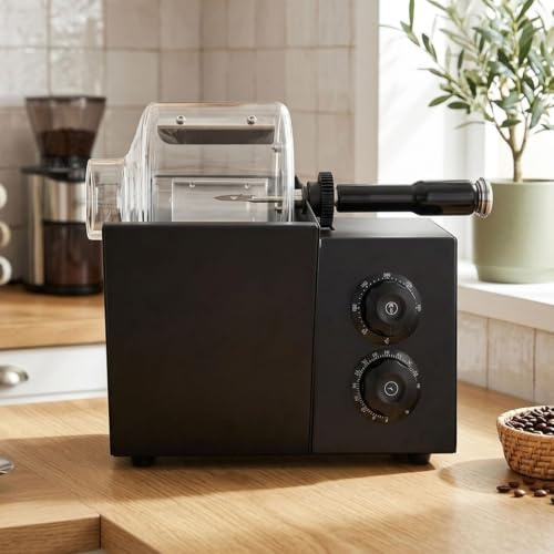 DOJBK Home Coffee Roaster Machine, Electric Rotating Glass Drum Coffee Bean Roaster With 300°c Thermostat, 10-60 Min Timer, Built-in Cooling Fan, Multi-grain Nut Roasting Equipment
