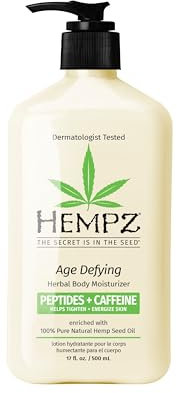 Hempz Age-Defying Body and Hand Lotion for Dry Skin, for Cracked & Crepey Skin, Quick Absorption MoisturiSer Cream, Large 17 oz