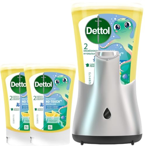 DETTOL No-Touch - Kit Citron Distributeur Automatique Savon Liquide Mains et 2 Recharges 250ml (Citron)