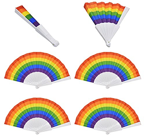 Renashed Pride Rainbow LGBT Fächer aus Kunststoff für EDM, Musikfestivals, Club, Event, Party, Tanz, Performance, Geschenk, 6 Stück