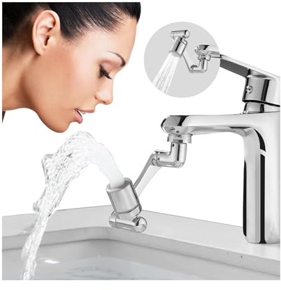 Patented CECEFIN 1080°Swivel Faucet-Extender Sink-Aerator - 2-Mode Splash Water Tap Extension, Kitchen Bathroom 360 Rotate Spray Attachment, Multifunctional Universal Robotic Arm -Wash Hand/Hair/Face