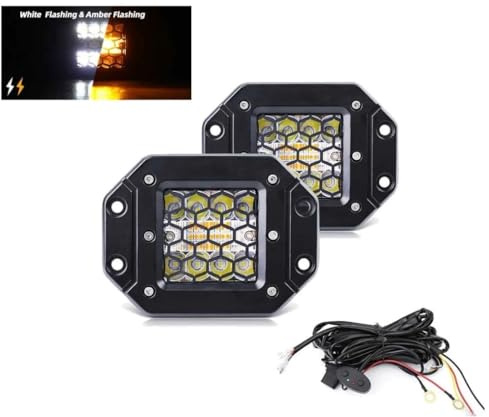 2x LED Lampes Phares Feux Flash Stroboscopique Signalisation d'Avertissement Blanc et Orange