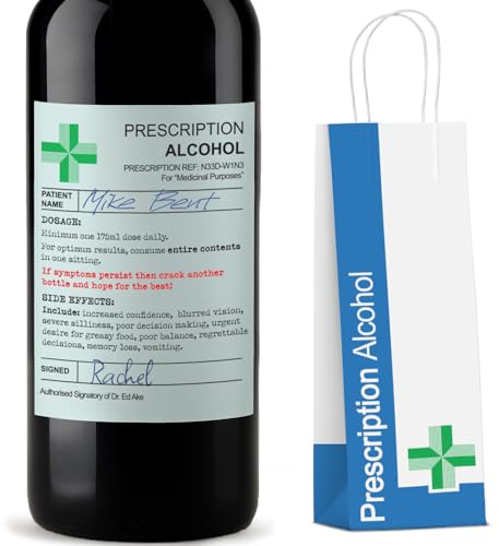 SC Products Prescription Wine Label & Bottle Bag | Wine Bottle Labels Personalised Funny Gifts For Women | Funny Secret Santa Gifts For Women & Men | Joke Presents for Her Christmas Secret Santa Ideas