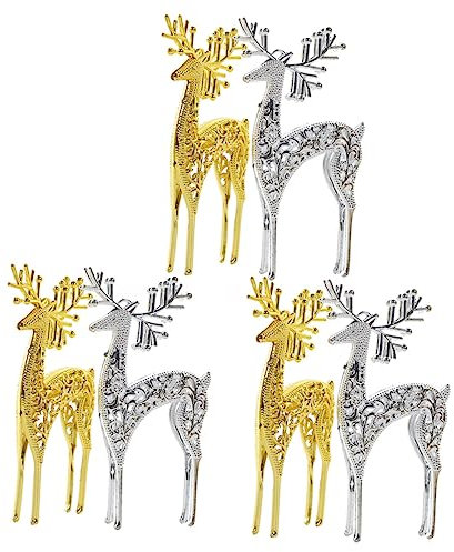 PRETYZOOM Elk Pendant Christmas Adornment Electroplate Gold and Silver for Christmas Tree Decorations and Table Settings