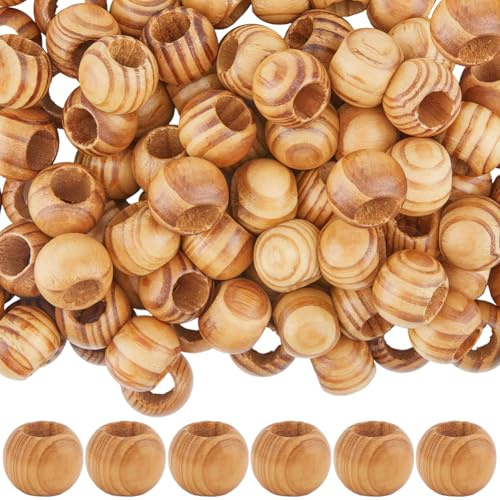 SOFPLATE 100 pz. Perline di Legno con Foro Largo Perline Distanziatrici in Legno da 20mm Rondelle Rotonde Verga d'oro Scura Lisce Distanziatori Sciolti Accessori per La Creazione di Gioielli Braccial