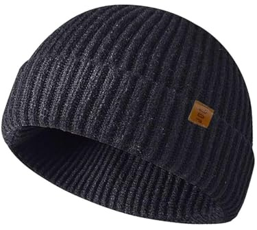 Joligiao Beanie Hat Bonnet Hiver Homme Femme Tricoté Chapeau Unisexe Bonnet de Pêcheur d'hiver Chaud Doux Confortable Chapeau en Tricot FishermanTricoté Bonnets Court(Noir,Taille Unique)