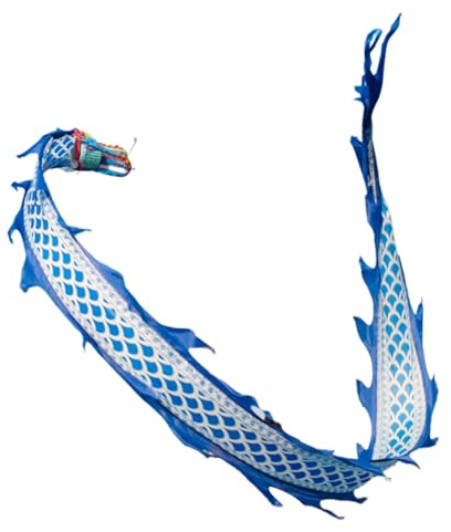 XYUERU Tanzbänder Bunter Drachen mit Kopf, Jongliertücher Blau-weißer Tragbarer Kunst-Streamer Jonglierdrachenspielzeug mit Schuppen, Chinesisches Seidendrachenband für Fitness im Freien(3m)