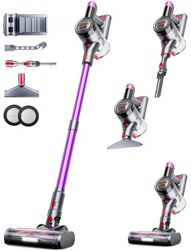 Feetis Cordless Vacuum Cleaner, 550W 45Kpa Vacuum Cleaners for Home, 60Mins Cordless Stick Vacuum with LED Display, Self-Standing & Anti-Tangle, 8-in-1 Wireless Vacuum for Carpet Pet Hair Hardfloor