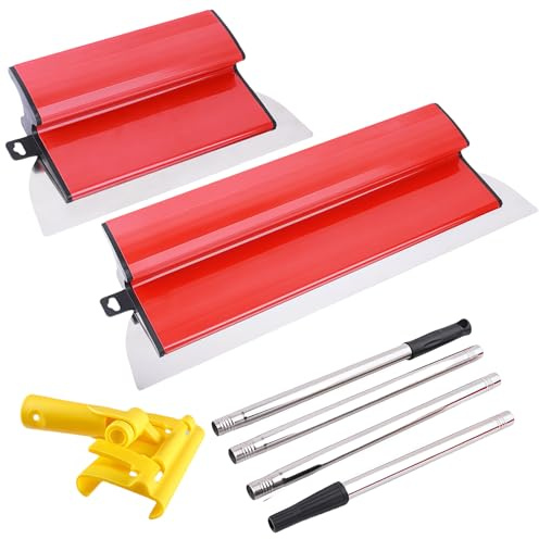 Set di Spatole da Stucco,25cm+40cm Spatole per Stucco con Impugnatura a Forma di Z,spatola lisciante Professionale con Manico Telescopico per Intonacatura,Stucco per Appiattire Pareti e Soffitti