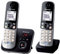 Panasonic KX-TG6822FRB DECT Téléphone Sans Fil Répondeur Numérique, Base et 2 Combinés, Haut-Parleur Mains Libres, Identification de l'Appelant, Blocage des Appels Indésirables, LCD, Noir