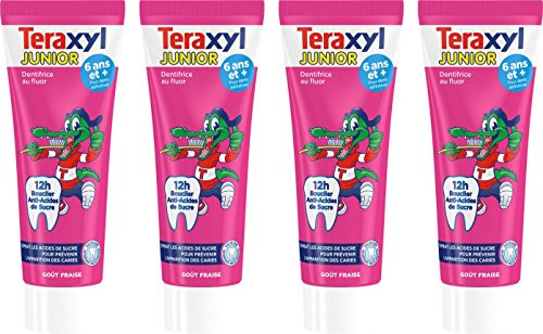 Teraxyl - Barn/junior tandkräm - jordgubbssmak 75 ml - set om 4