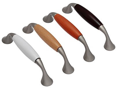 Möbelgriffe in mit Holzeinlage in 4 Farben & 3 Grössen (128mm, Buche)