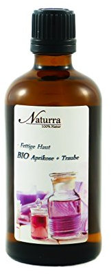 Naturra BIO Gesichtsöl Fettende Haut 100ml Glas - BIO Aprikosenkernöl + BIO Traubenkernöl