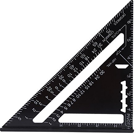 Dreieck Lineal 7 Zoll Metrisch / Imperial System Aluminiumlegierung Schwarz Oxidation Überdachung Dreieck Winkel Winkelmesser Layout Guide Maß Lineal Werkzeug(Imperial System)