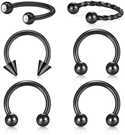 Crdifu 6stk Hufeisen Nasenpiercing Nasenring Set Edelstahl 1,2mm Lippe Nase Tragus Ohr Piercing Schmuck
