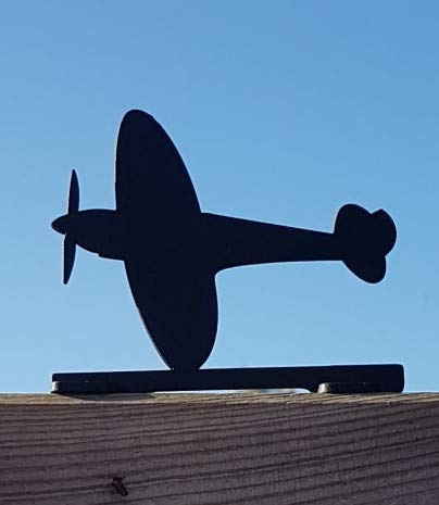 JR Hangers And Crafts Metal Spitfire WW2 Plane Fence Post Topper Top Toppers Garden Ornament Garden Decor Metal Art